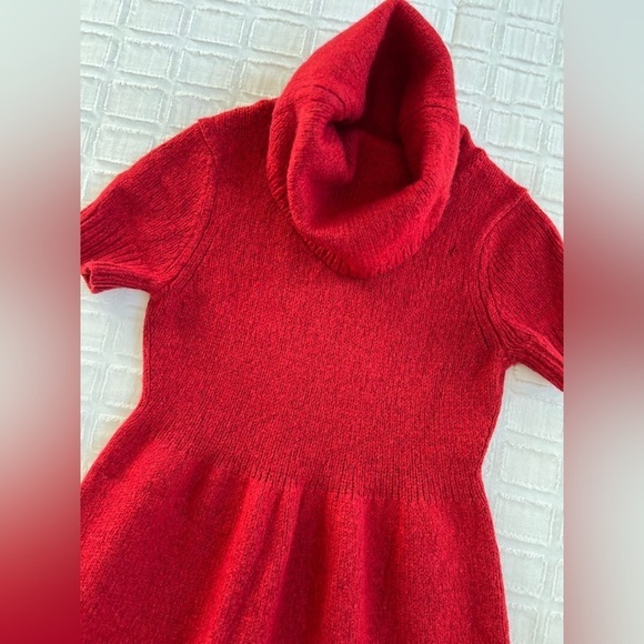 Banana Republic Red Wool Blend Cowl Turtleneck Holiday Festive Dress Girls S - Picture 4 of 11